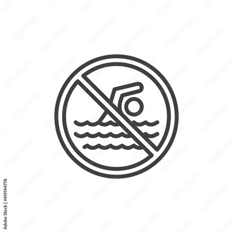 No Swimming Line Icon Linear Style Sign For Mobile Concept And Web