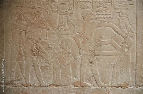 Naklejka The Famous Circumcision Scene From The Tomb Of Ankhmahor Egipt Egipski Antyczny