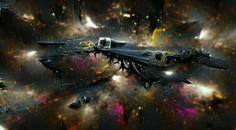 Spaceship Art Of A Sci Fi Space Cruiser On A Black Nebula Background Artstation Ai Generated