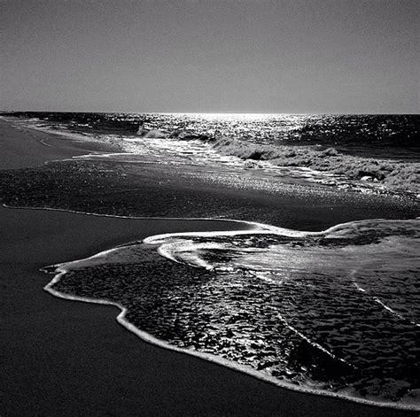 Reflection Ocean Waves Sunshine Summer Beach Black