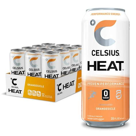 Celsius Heat Orangesicle Performance Energy Drink Zero Sugar 16oz