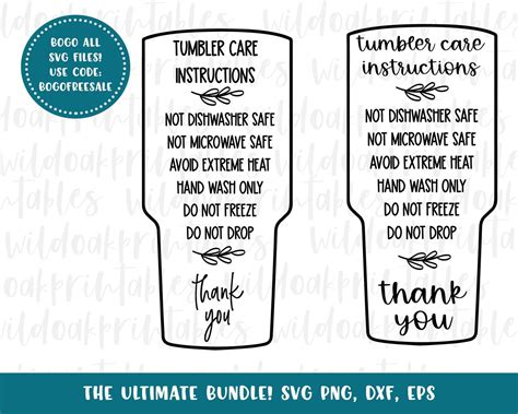 Printable Tumbler Care Instructions Free