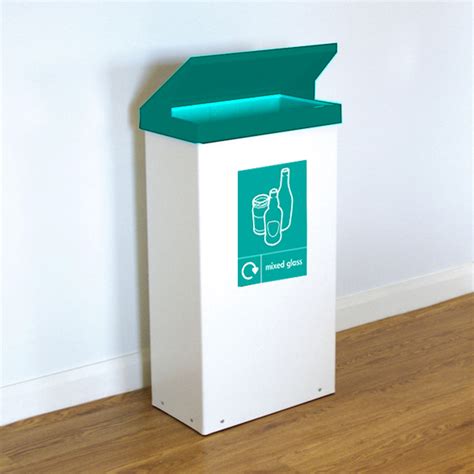 Ez Recycling Bin White Steel Recycle Unit 80 Litre Mixed Glass