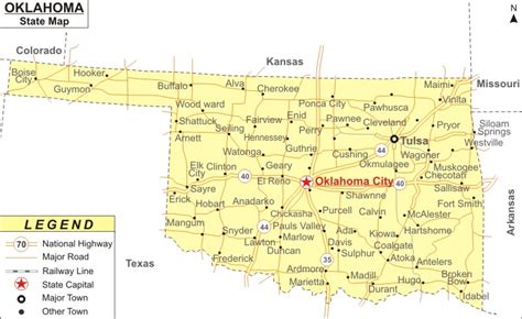 Oklahoma Map With Cities And Highways United States Map