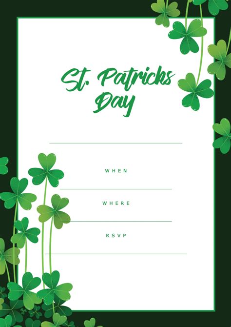 St Patricks Day Green Black All Free Invitations