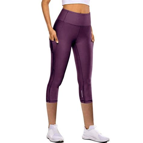 Amavo High Waisted Yoga Capris For Women 4 Way Stretch Workout Running Leggings Tummy Control
