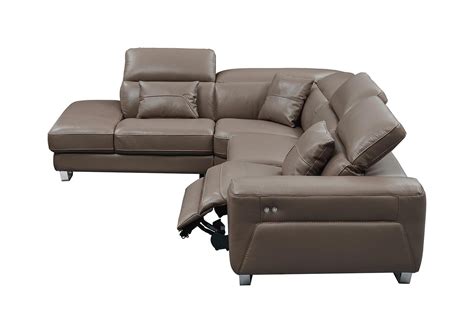 Brown Top Grain Leather Electric Recliner Sectional Sofa Left Modern
