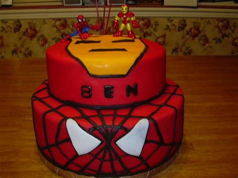 Finally managed to make my brother a birthday cake! Iron Man and Spiderman Birthday Cake. | Ben's 3rd Birthday ...