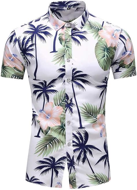 Herren Hawaii Hemd Kurzarm D Gedruckt Floral Hemd Button Down Freizeithemd Tropisches