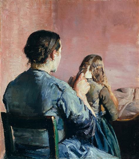 Braiding Her Hair Painting By Christian Krohg