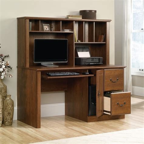 Sauder Orchard Hills Wood Computer Desk With Hutch In Milled Cherry