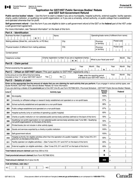 2013 Form Canada Gst66 E Fill Online Printable Fillable Blank