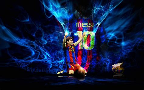 Download Cool Soccer Messi Blue Abstract Wallpaper