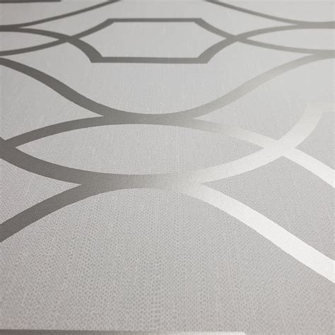 Wm4199501 Wallpaper White Gray Silver Geometric Trellis Metallic 3d In