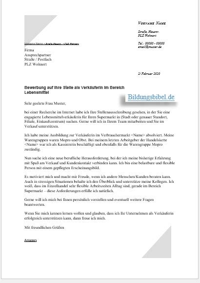 Dann sind unsere muster & vorlagen für die bewerbung möglicherweise genau das richtige: Bewerbungsschreiben Vorlage Verkaeuferin Teilzeit