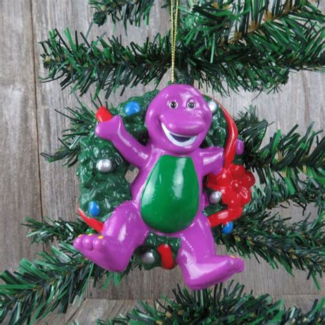 Vintage Barney Dinosaur Ornament Purple Christmas Wreath Etsy
