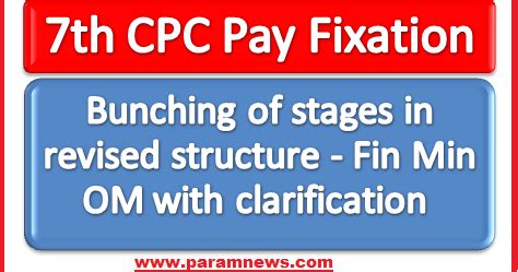 Th CPC Pay Fixation Bunching Of Stages In Revised Structure Fin Min OM With Clarification