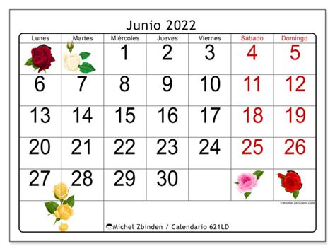 Calendario Junio De 2022 Para Imprimir “621ld” Michel Zbinden Es