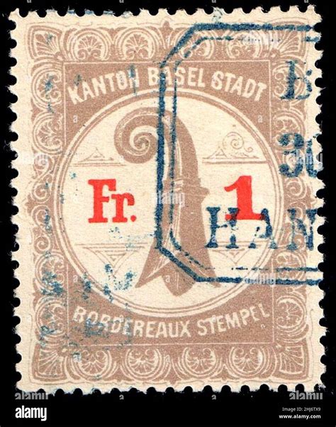 Switzerland Basel 1899 Bordereau Revenue 1fr 10b Stock Photo Alamy