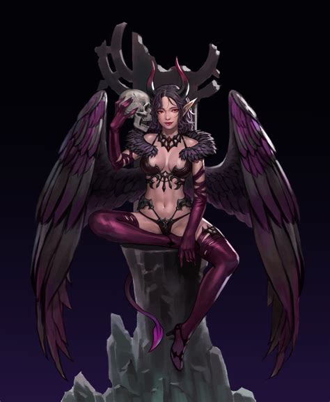 Artstation Succubus Kim Sunhong Fantasy Demon Fantasy Girl Dark