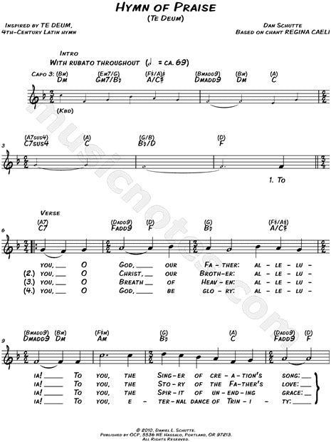 Tibi caeli et universae potestates; Dan Schutte "Hymn of Praise (Te Deum)" Sheet Music ...