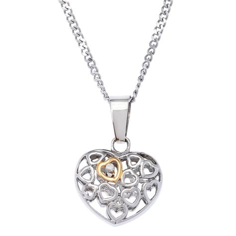 Shop Stainless Steel Diamond Accent Puffed Heart Pendant Necklace Free Shipping On Orders Over
