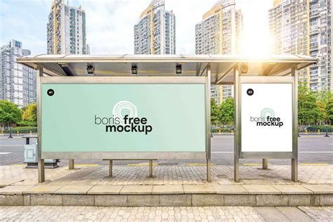 2 Free Bus Stop Billboards Mockup Psd