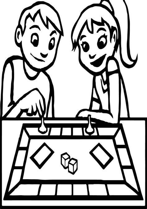 Cool Board Game Boy And Girl Coloring Page Free Online