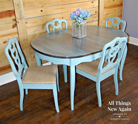 The set comes with a table and four chairs in a pine and white two tone colour which seats one person on each side. Dining Table and Chairs | Dining Set | Vintage Duck Egg ...