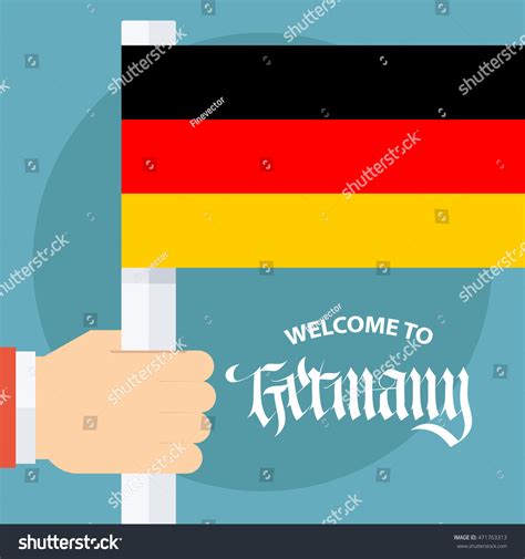 Welcome Germany Card Male Hand Holding Stock Vector Royalty Free