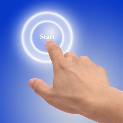 Hand Pressing Start Button Stock Image Image 20359411