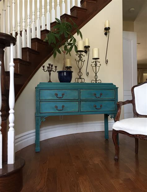 Love This Teal Color On This Table Stunning Chalk Paint Furniture