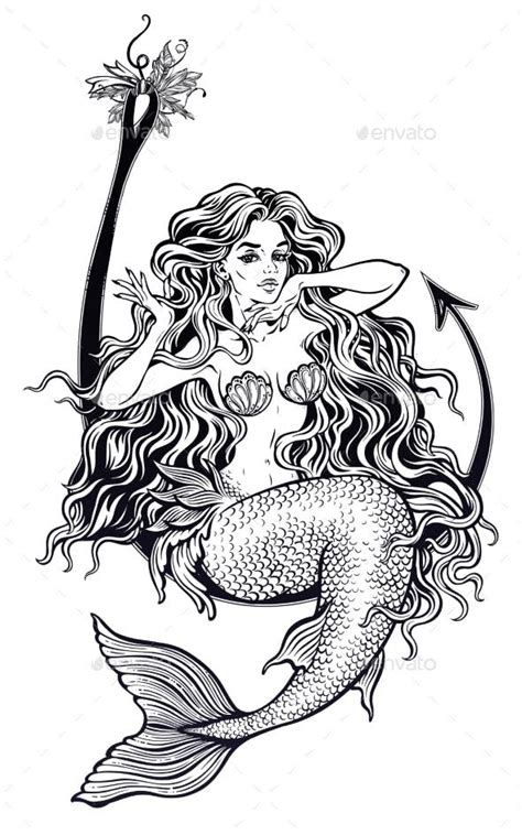 Mermaid Girl Sitting On Fishing Hook Artwork Miscellaneous Characters