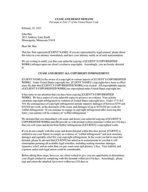 30 cease and desist letter templates [free] template lab