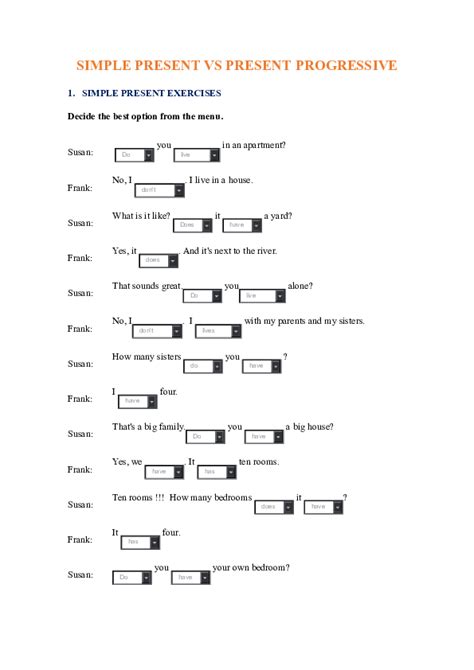 Worksheet Present Continuous