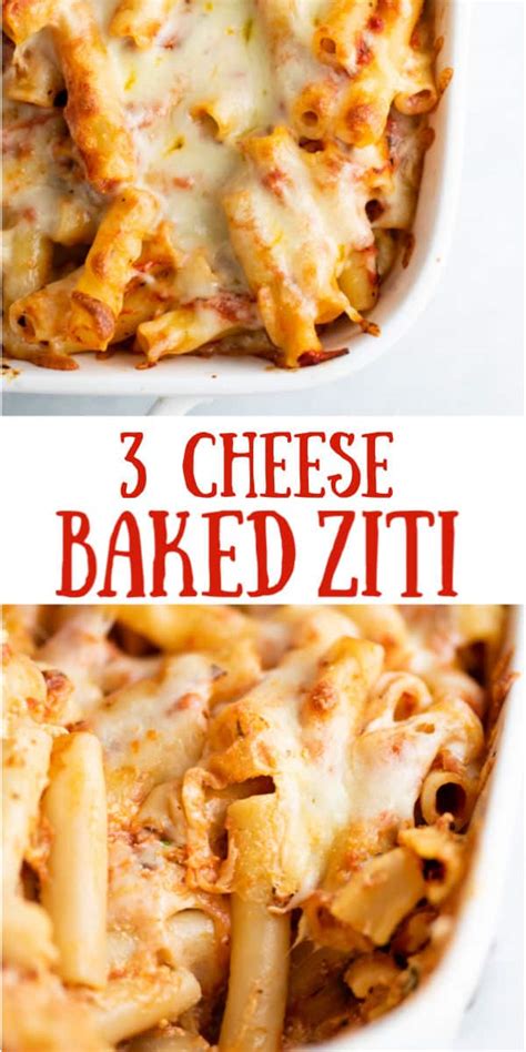 Easy Three Cheese Baked Ziti Recipe Build Your Bite