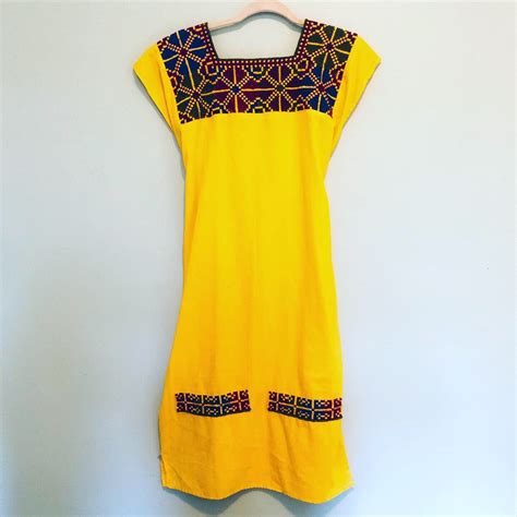 Yellow Tradition Mexican Dress Etsy