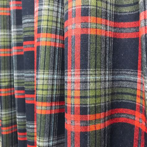 Vintage Navy Tartan Plaid Pattern Curtain Check Wool Blends Etsy