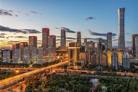 Beijing Cbd Skyline At Sunset Stock Photo Download Image Now Istock