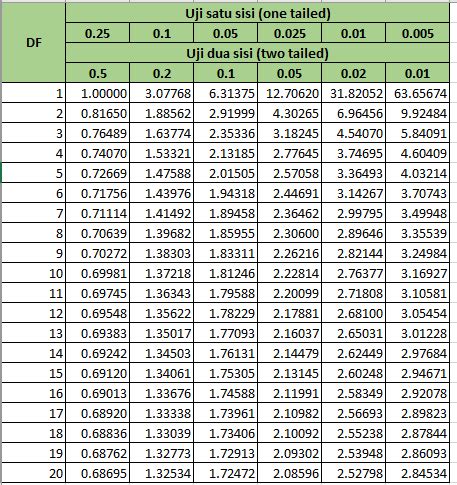 Membuat Tabel T Uji Statistik Menggunakan Microsoft Excel AGUNG TUTORIAL