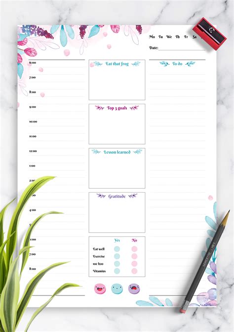 Hourly Daily Planner Template Printable Printable Free Templates