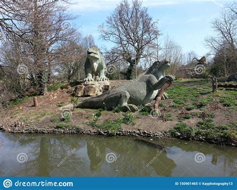 The Famous Dinosaur Sculpture In Crystal Palace Public Park South