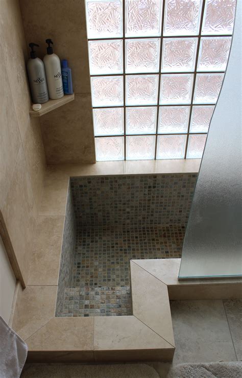 A step-down shower by Canyon Lake Construction. | Shower tub