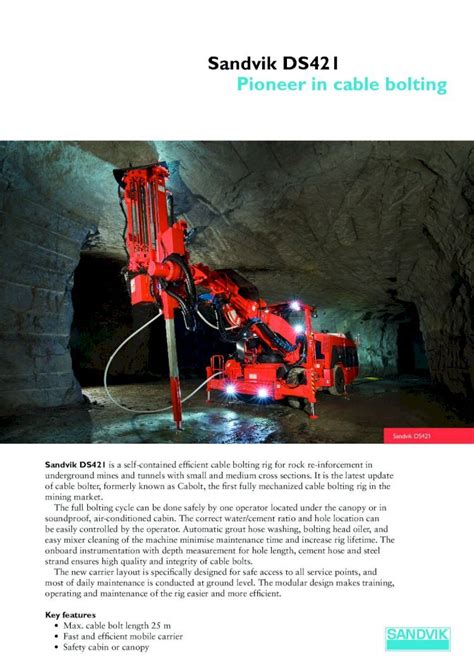 Pdf Sandvik Ds421 Pioneer In Cable Bolting Euromarketbgeuromarket