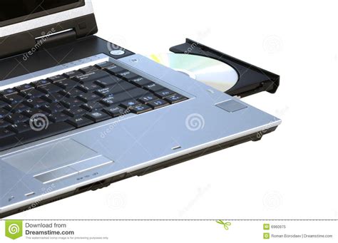 Laptop With Opened Dvd Rewriter And A Disc Stock Image Image Of Disk