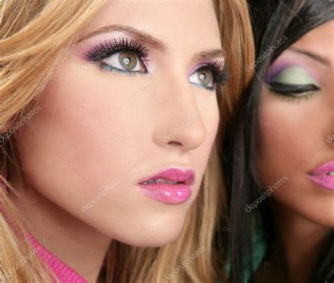Barbie Doll Makeup Macro Blonde And Brunette Stock Photo By ©lunamarina