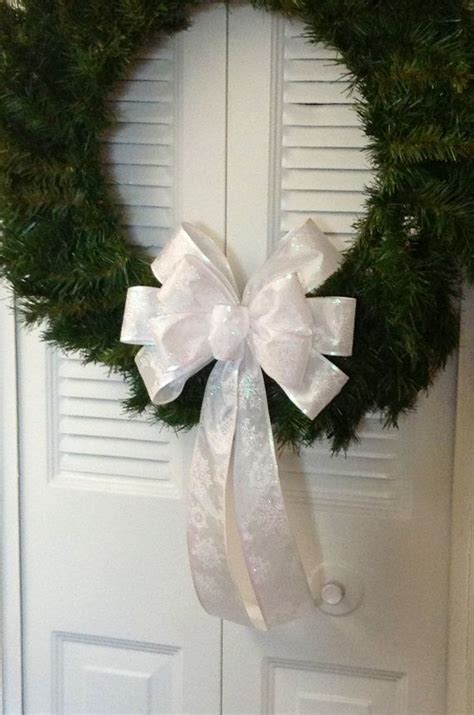 White Christmas Wreath Bow Handmade Holiday Wreath Bow Handmade