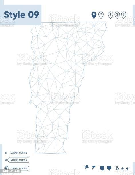 Vermont Usa White Low Poly Map Polygonal Map Outline Map Vector