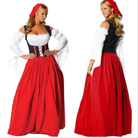 Festival Da Cerveja De Oktoberfest Maid Dirndl Outubro Vermelho Saia Camponesa Vestido De