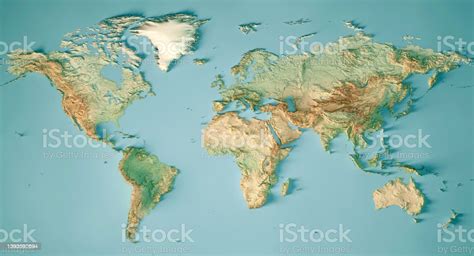 World Map 3d Render Topographic Map Color Stok Fotoğraflar And Dünya